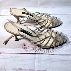 Anne Klein Strappy Heels - Taupe Metallic Special Occasion Shoes - Womens 8 N